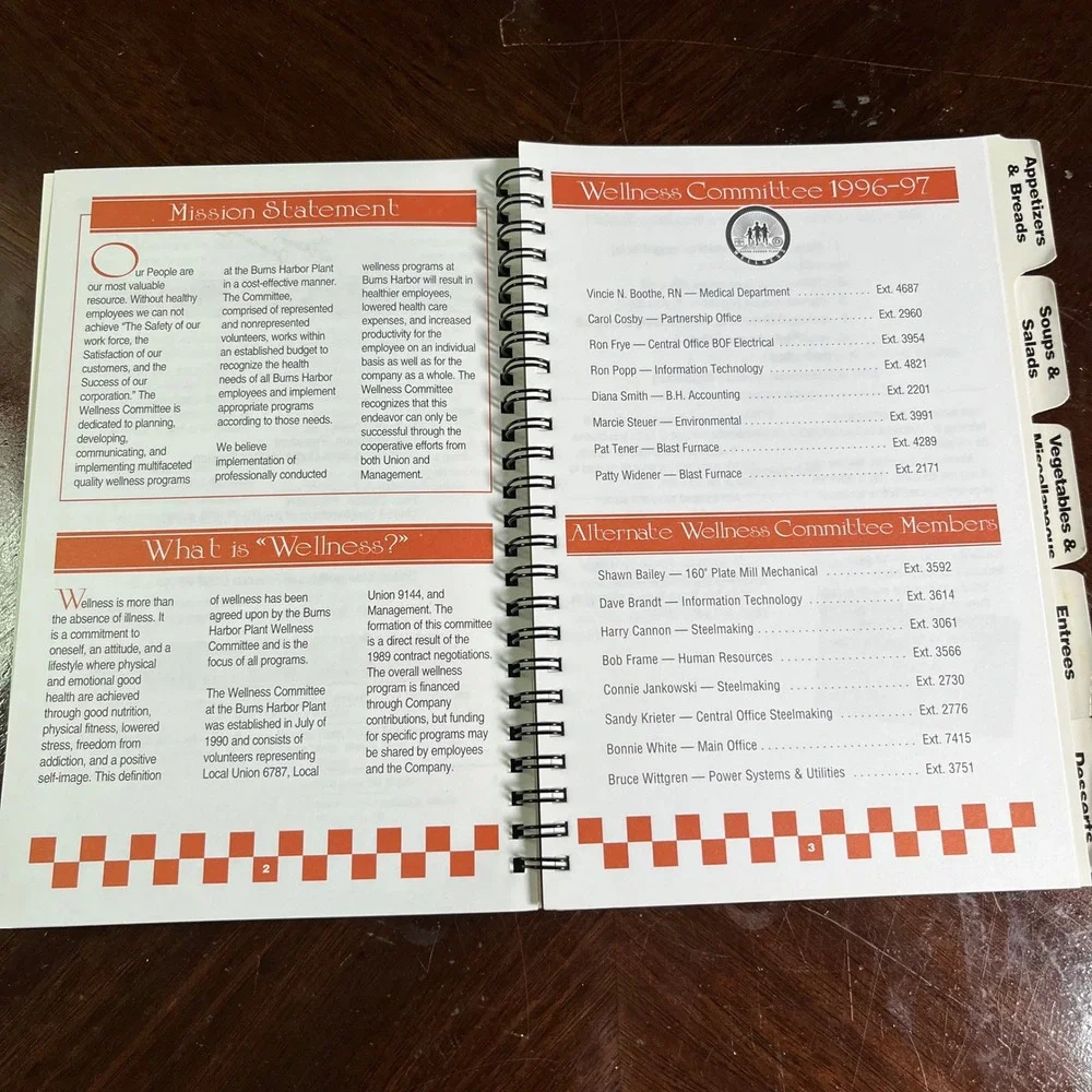 Vintage 1997 Bethlehem Steel Employee Cookbook Burns Harbor Indiana Recipes